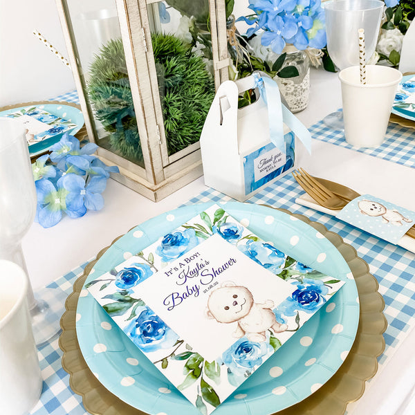 TEDDY BEAR FLORAL GARDEN - ITS A BOY BABY SHOWER