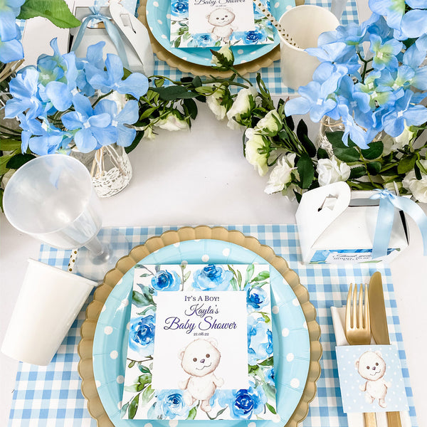 TEDDY BEAR FLORAL GARDEN - ITS A BOY BABY SHOWER