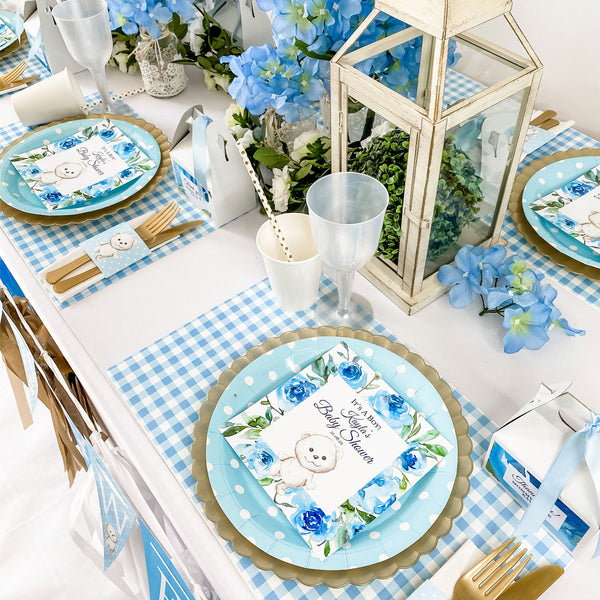 TEDDY BEAR FLORAL GARDEN - ITS A BOY BABY SHOWER