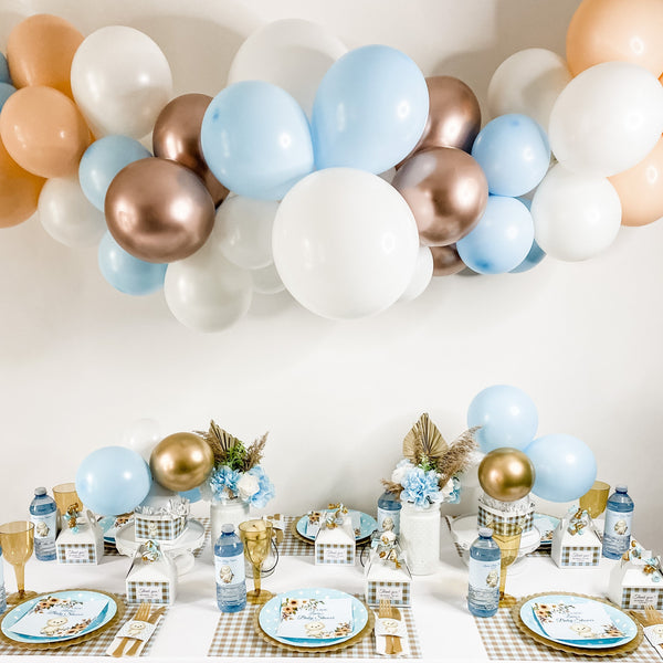 CUDDLY TEDDY BEAR FLORALS & CHECKS BOY BABY SHOWER