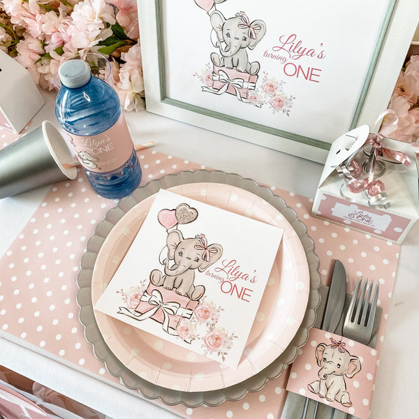 BABY ELEPHANT GIRL FIRST BIRTHDAY