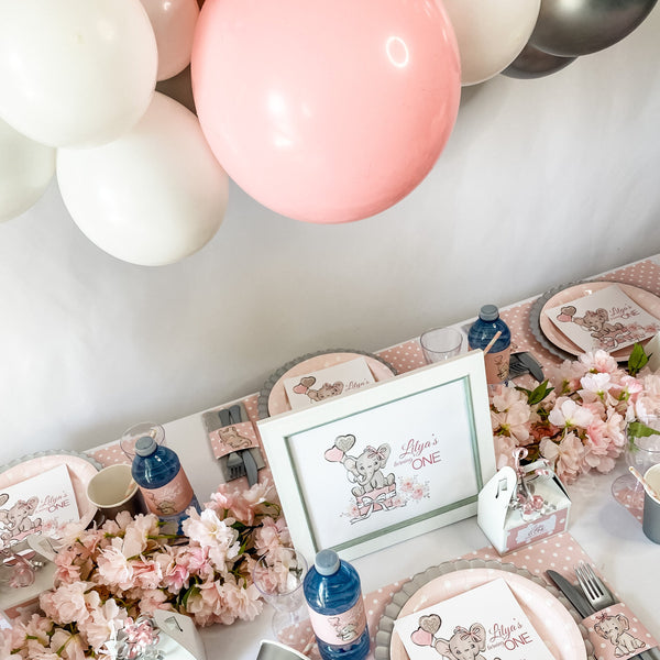 BABY ELEPHANT GIRL FIRST BIRTHDAY