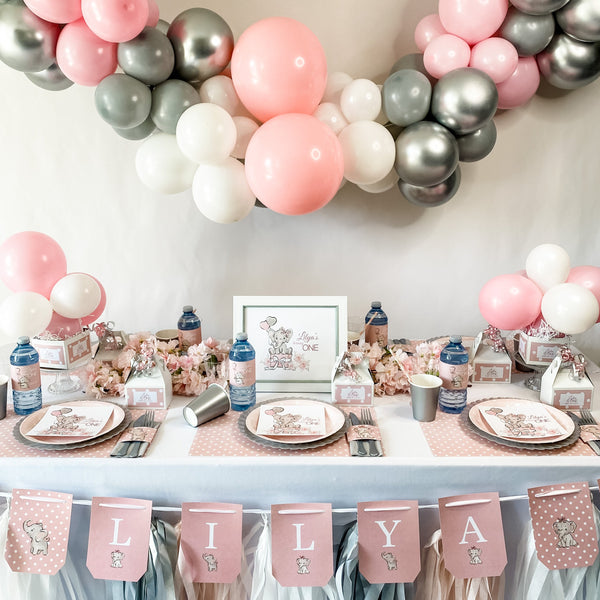 BABY ELEPHANT GIRL FIRST BIRTHDAY