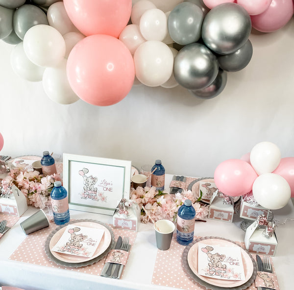 BABY ELEPHANT GIRL FIRST BIRTHDAY