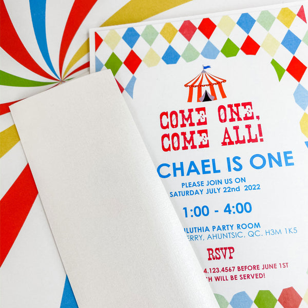 CIRCUS 1ST BIRTHDAY FUN CARNIVAL INVITATION CARD