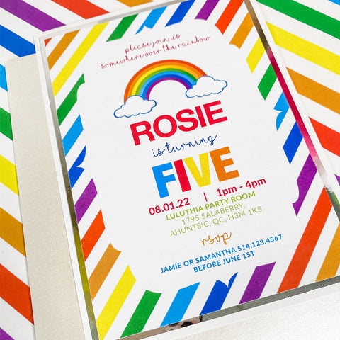 RAINBOW OF FUN BIRTHDAY INVITATION CARD