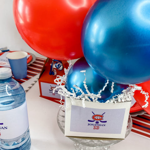 CENTRE DE TABLE EN BALLON POUR ANNIVERSAIRE DE HOCKEY POUR GARÇON