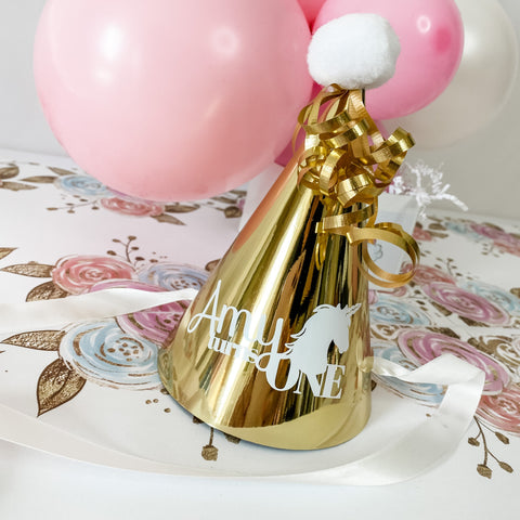 CHAPEAU D'ANNIVERSAIRE PERSONNALISÉ LICORNE