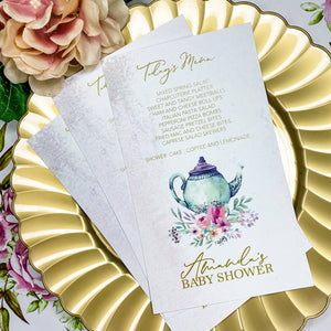 TEA WITH MOMMY-TO-BE MENU CARDS