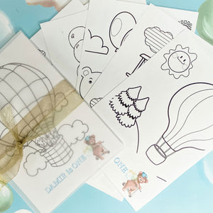 UP UP AND AWAY FIRST BIRTHDAY COLOURING SET
