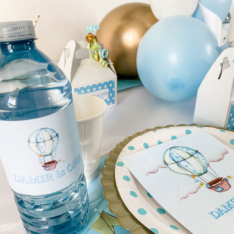 UP UP AND AWAY FIRST BIRTHDAY WATER BOTTLE WRAP KIT