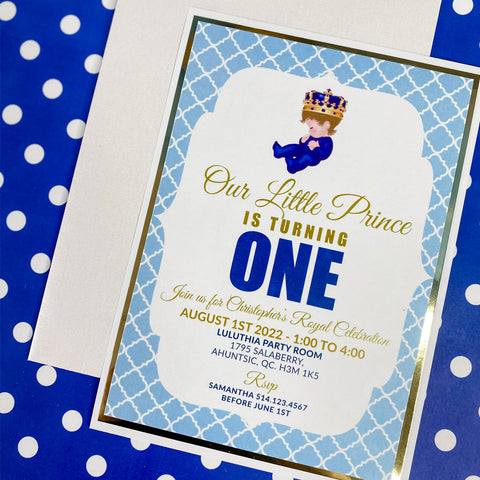 LITTLE PRINCE ROYAL CROWN INVITATION CARD