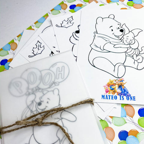 WINNIE THE POOH'S FIRST BIRTHDAY COLOURING SET
