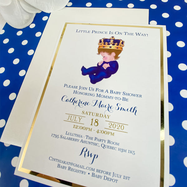LITTLE PRINCE IS ON THE WAY -  IT'S A BOY INVITATION CARD