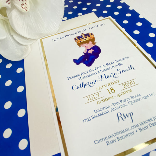 LITTLE PRINCE IS ON THE WAY -  IT'S A BOY INVITATION CARD