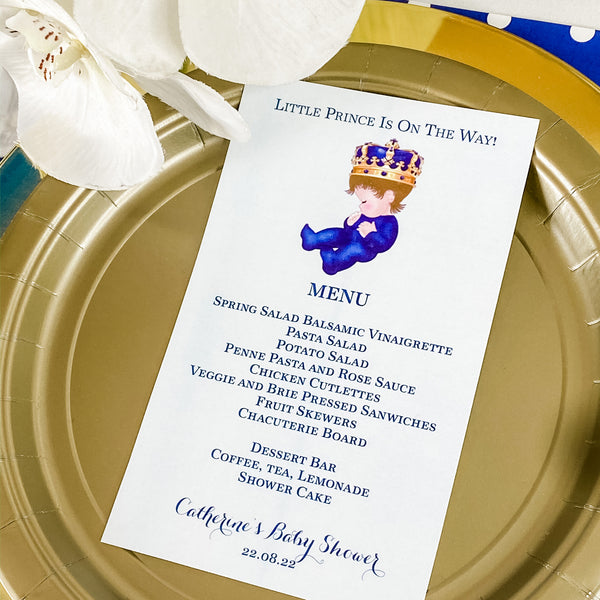 LITTLE PRINCE IS ON THE WAY -  IT'S A BOY MENU CARDS
