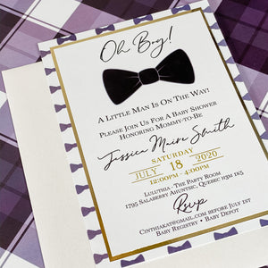 OH BOY! MODERN BOWTIE INVITATION CARD