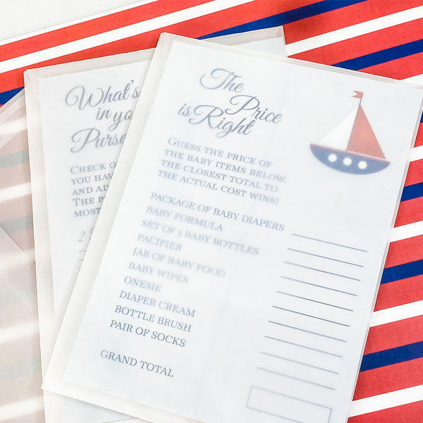 AHOY - IT'S A BOY NAUTICAL BABY SHOWER GAME CARDS