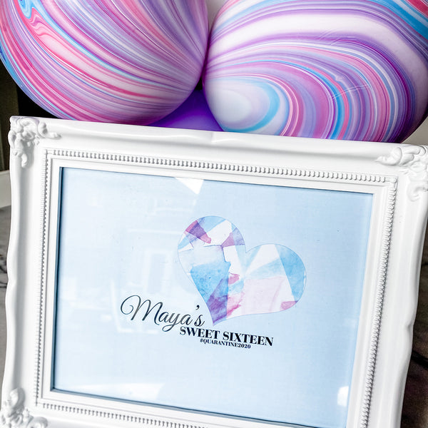 SWEET 16 GEOMETRIC HEART FRAME & CUSTOM GRAPHIC